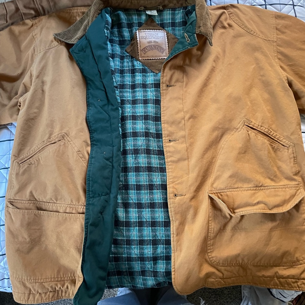 Carhartt Men's Brown Jacket with Plaid Lining